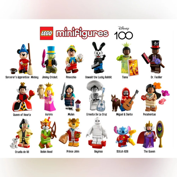 Lego Disney 71038 Minifigures Set of 18 Disney 100 - Picture 1 of 2